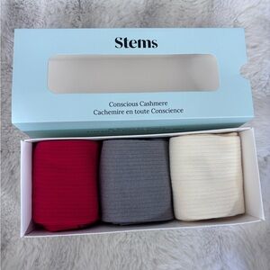 Stems Cashmere Luxury Socks - Vibrant Red, Elegant Gray, Soft Cream- 3 pair